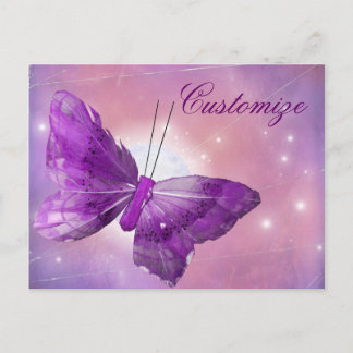 Postal Diseños morados de mariposa Fantasy Moon