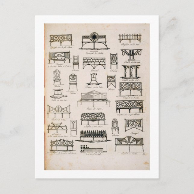 Postal Diseños para asientos de jardín, de 'A Compendium  (Anverso)
