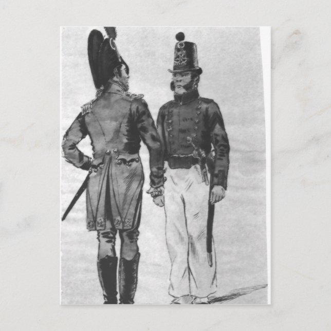 Postal Disfraces de infantes de marina de Francia de 1804 (Anverso)