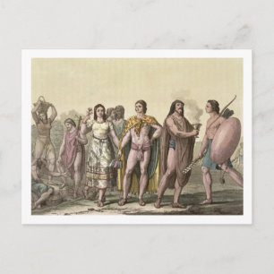 Postal Disfraces de los mexicanos (grabado de colores)