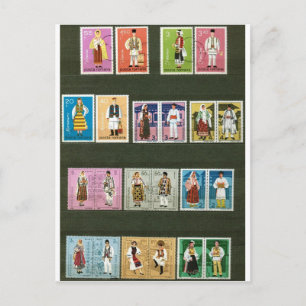 Postal Disfraces folclóricos rumanos sobre sellos