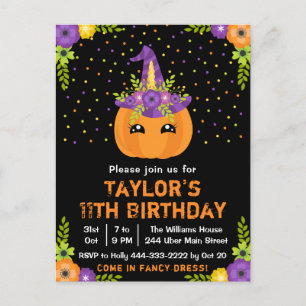 Postal Disfraz de calabaza de Halloween Fiesta de cumplea