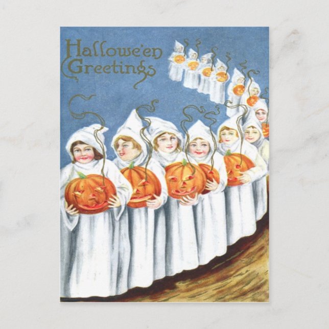 Postal Disfraz de Calabaza de Jack O Lantern Fantasma (Anverso)