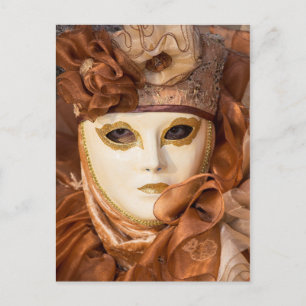 Postal Disfraz de Carnaval naranja, Venecia