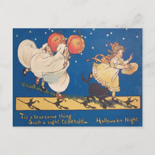 Postal Disfraz de Fantasma de Bromas de Halloween Gato Ne