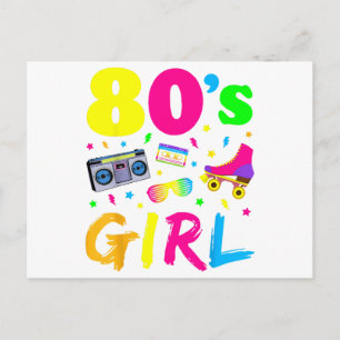 Postal Disfraz de fiesta de cumpleaños de chica de los 80
