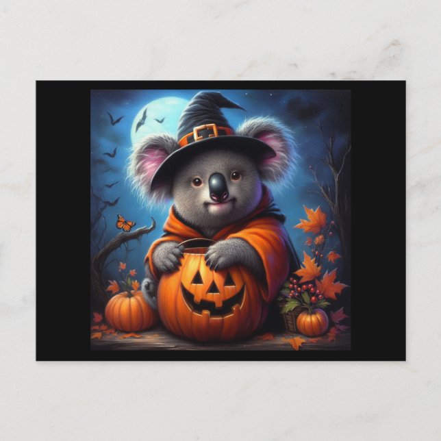 Postal Disfraz de Halloween de Koala (Anverso)