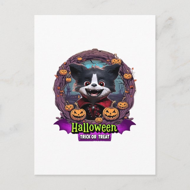 Postal Disfraz de Halloween para cachorro (Anverso)