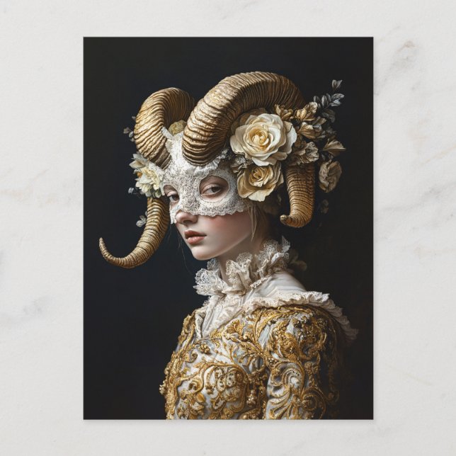 Postal Disfraz de mascarada Ornate Ram (Anverso)