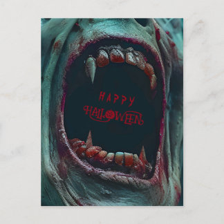Postal disfraz de monstruo aterrador de HALLOWEEN FIESTA