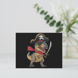 Postal Disfraz divertido de dinosaurio T-Rex pirata para 