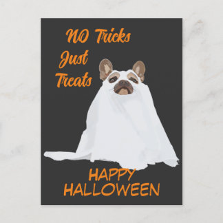 Postal disfraz espeluznante de halloween con cachorros