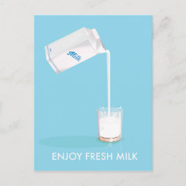 Postal Disfruta Comercial Antiguo de Leche Fresca