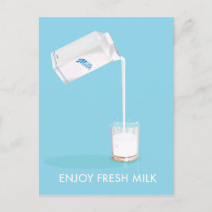Postal Disfruta Comercial Antiguo de Leche Fresca