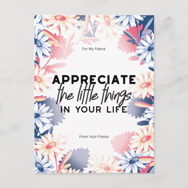 Postal Disfruta de citas de cosas pequeñas (Anverso)