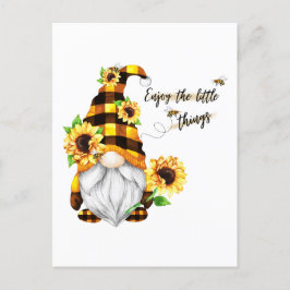 Postal Disfruta del Gnome Girasol de las Pequeñas Cosas