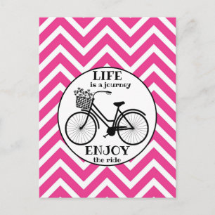 Postal Disfruta Del Paseo   Bicicleta Con Flores Motivaci