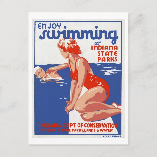 Postal Disfrute nadando en los parques estatales Indiana  (Anverso)