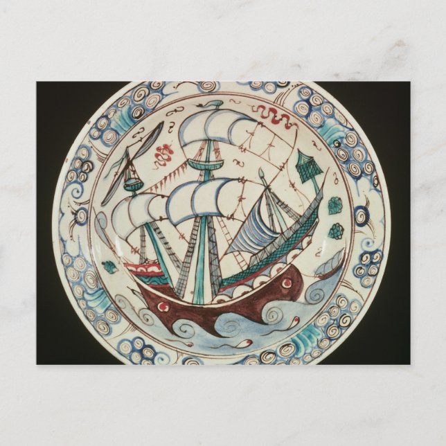 Postal Dish pintado con un barco (Anverso)