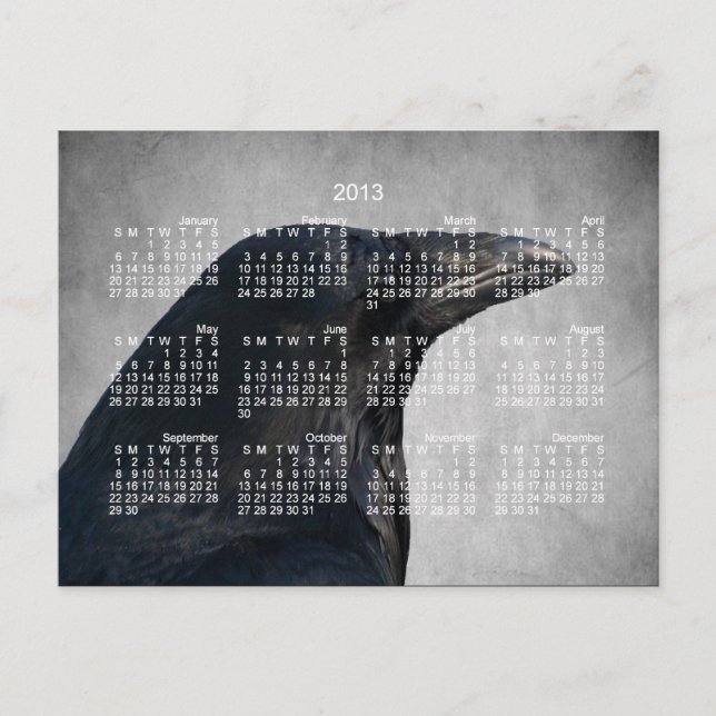 Postal Disparo de glamour de Raven; Calendario de 2013 (Anverso)