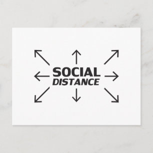 Postal Distancia social tipografía moderna y flechas dive