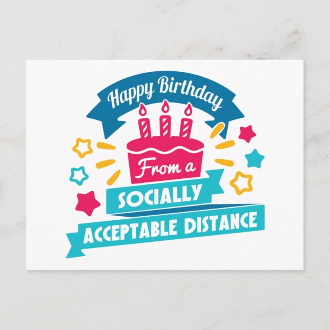 Postal Distancia Socialmente Aceptable Cumpleaños (Anverso)