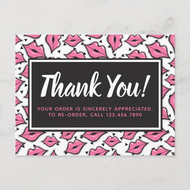 Postal Distribuidor de lápiz labial gracias beso de labio (Anverso)