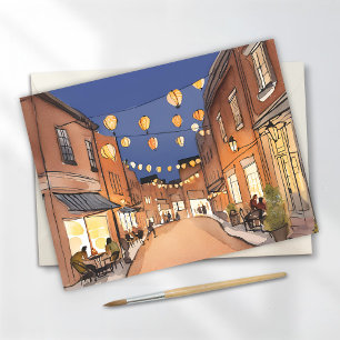 Postal Distrito Italiano del North End   Boston MA Acuare