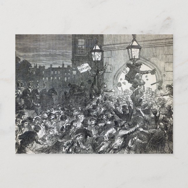 Postal Disturbios por el pan en la entrada de la Casa (Anverso)