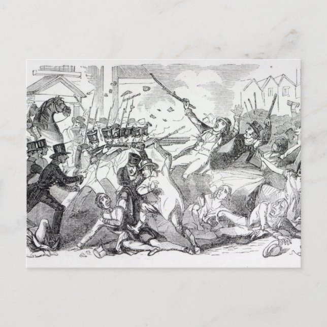 Postal Disturbios por la ranura del enchufe en Preston (Anverso)