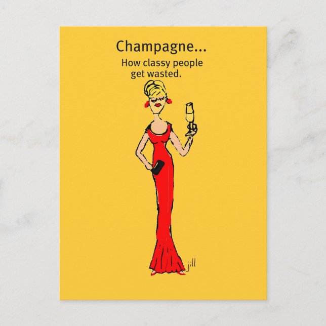 Postal Diva: Champagne "Cómo se desperdician las personas (Anverso)