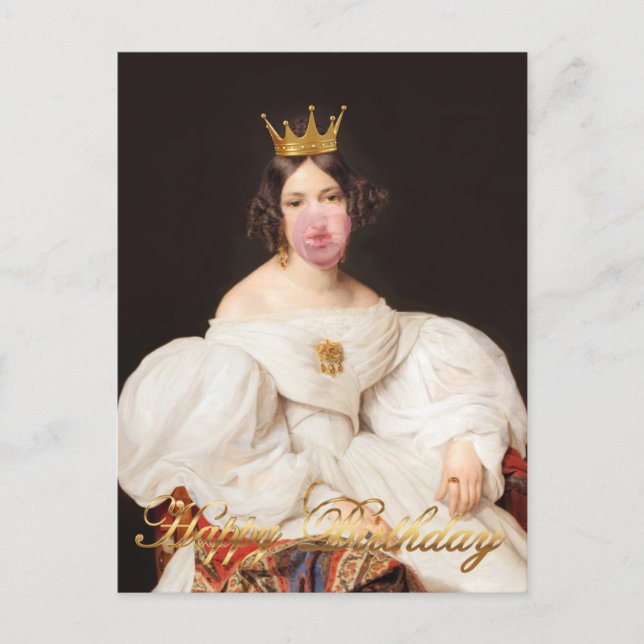 Postal Diva chicle rosa Royal Burst Feliz cumpleaños (Anverso)