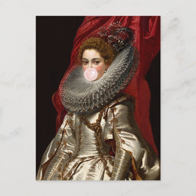Postal Diva de chicle con cuello de encaje (Anverso)