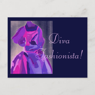 Postal Diva Fashionista En Azul