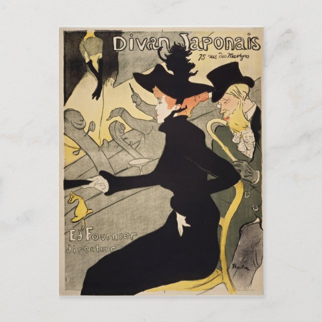 Postal Divan Japonais Toulouse-Lautrec Arte de época (Anverso)