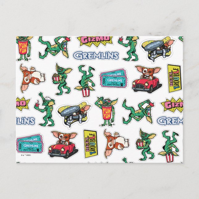 Postal Diversión con Stickers de Gremlins™ Patrón (Anverso)