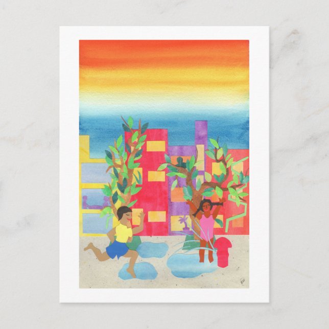 Postal Diversión de calle de verano (Anverso)