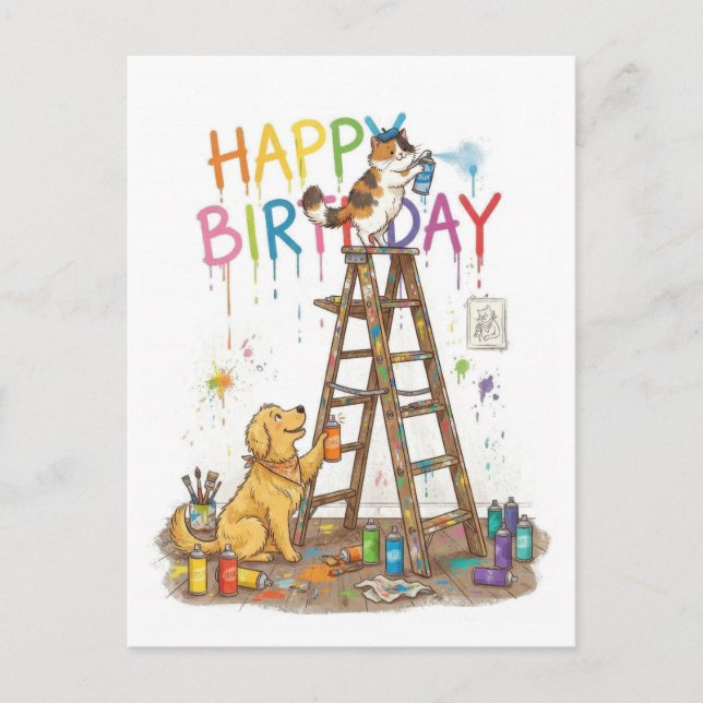 Postal Diversión de Cumpleaños Feliz (Anverso)