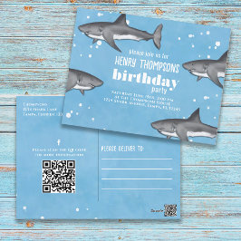 Postal Diversión de cumpleaños tiburones sinceros QR Códi