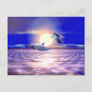 Postal Diversión de delfines - Dos delfines saltando