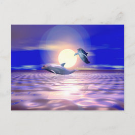 Postal Diversión de delfines - Dos delfines saltando