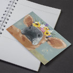 Postal Diversión de granja - Vaca con corona de flores<br><div class="desc">Fun II de Jade Reynolds. Presenta una vaca marrón que lleva una corona de flores.</div>