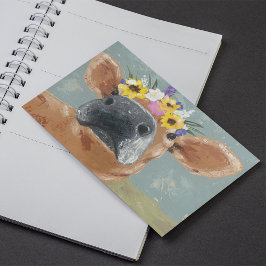 Postal Diversión de granja - Vaca con corona de flores
