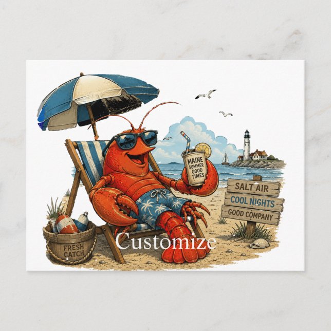 Postal Diversión de verano de langosta de Maine Thunder_C (Anverso)
