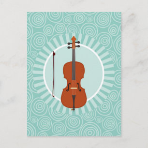 Postal Diversión de violonchelo espiral turquesa Música