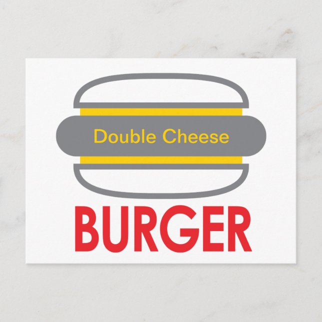 Postal Diversión del icono de la hamburguesa de queso dob (Anverso)