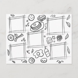 Postal Diversión Desayuno Dibujo Garabateo Colorido Infan