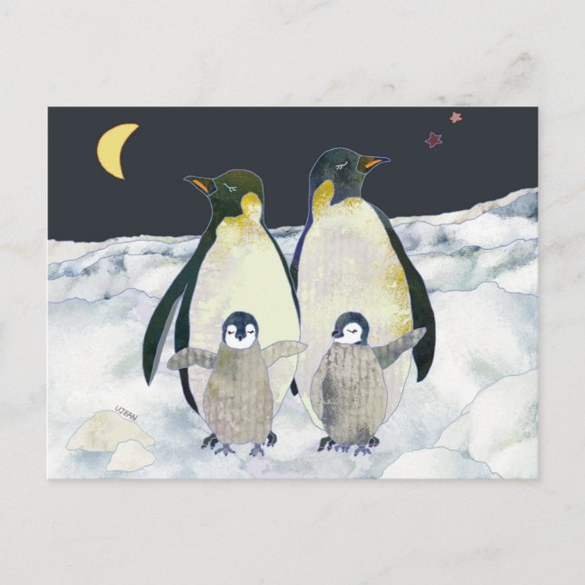 Postal Diversión en familia Penguin (Anverso)