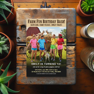 Postal Diversión en la Granja Fiesta de Cumpleaños