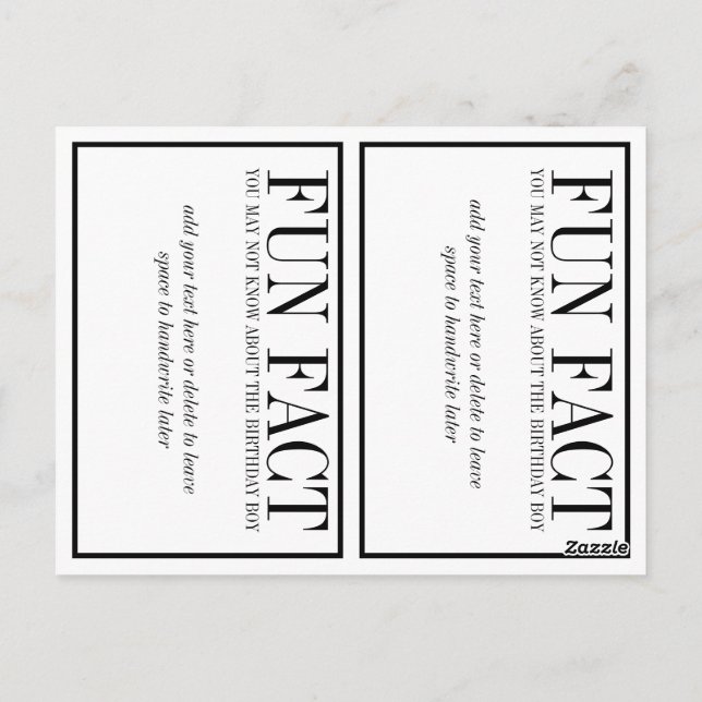 Postal Diversión Hechos decoración de fiestas de cumpleañ (Reverso)